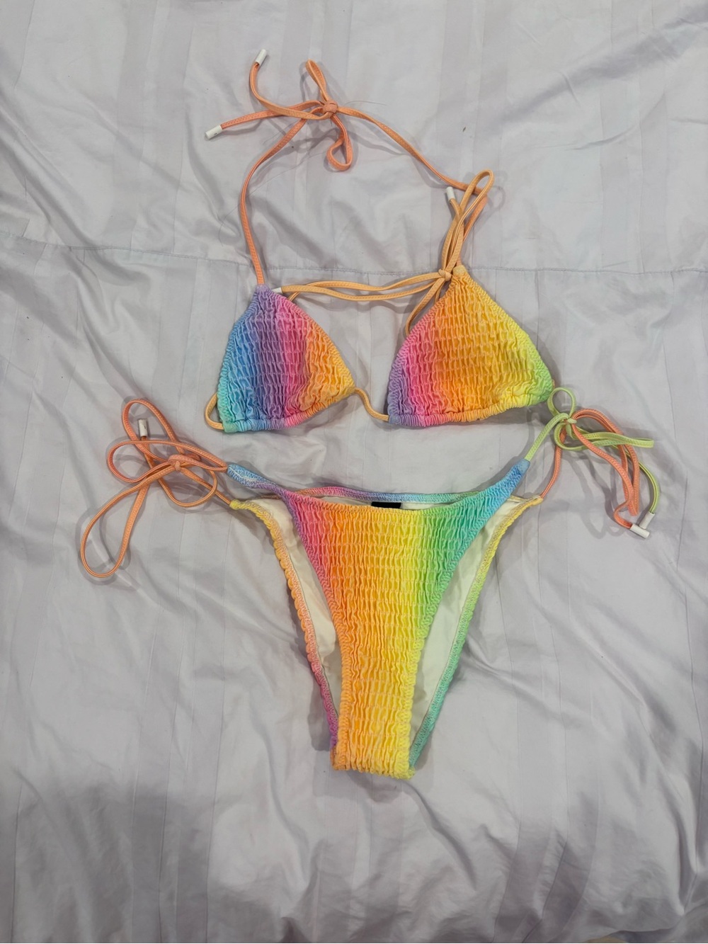 Triangl Rainbow Smocked Tie-Side Bikini